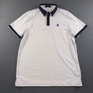 Extracurricular Mens Golf Polo Shirt White Navy Blue Contrast Short Sleeve L